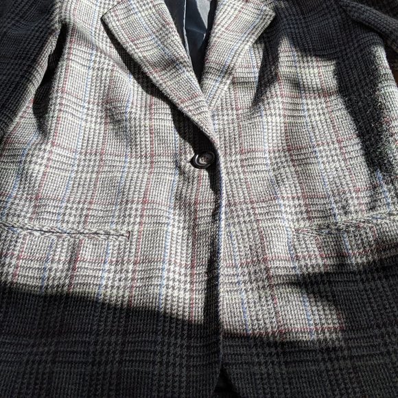 Sag Harbor Petite Wool Oversized Blazer Gray Plaid Tartan Vintage 6 Small 6P 0 - Picture 14 of 16